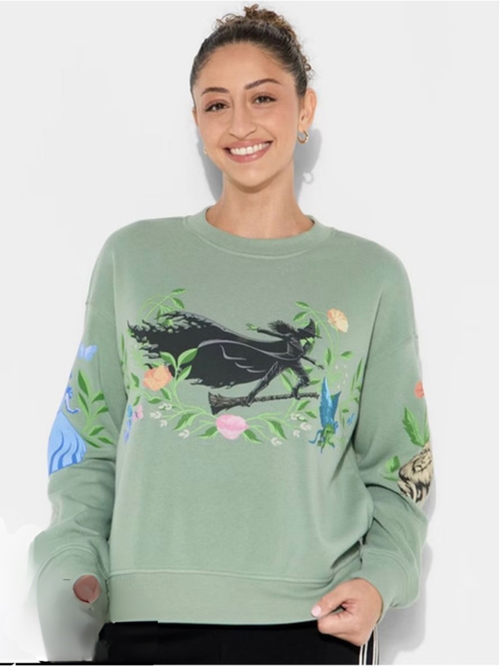Wicked Women's Fleece Sage Graphic Crewneck Sweatshirt NWT